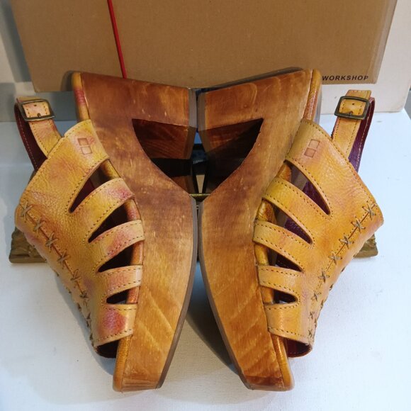 BED STU Fontella Mango Multi Leather Platform Sandal 9.5 Excellent - Picture 4 of 12